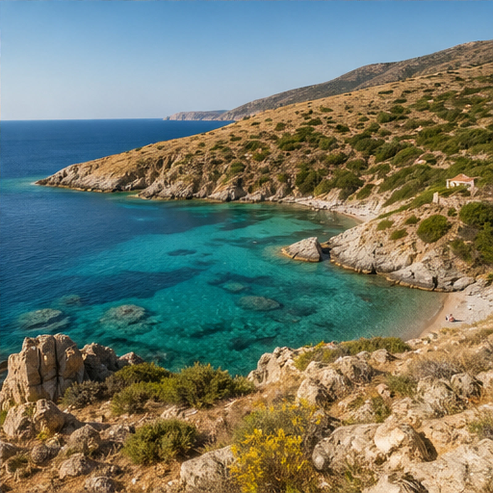 Aegean coastline and clear blue water